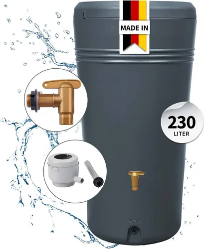 4rain AZURA 2in1 Regenspeicher 230 Liter - Graphite Grey - Wasserspeicher & Regentonnen, Komplett-Set mit integriertem Kunstrasen für eine ansprechende Gartenoptik und effiziente Regenwassernutzung.