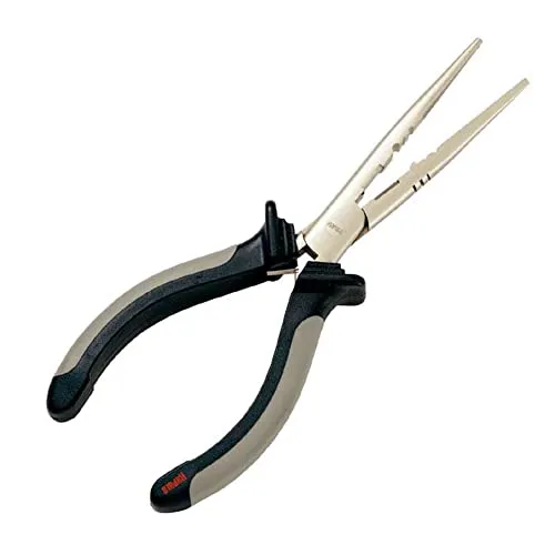 Rapala - Angelzange Fisherman’s Pliers - Angelzubehör aus vernickeltem Karbonstahl mit angeformten Griffen - Doppelklingenfeder - 16cm - Angelsachen für Angelkiste -Grau/Schwarz