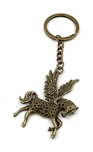 Onwomania - Pferd Flügel Pegasus - Schlüsselanhänger Metall Glücksbringer ideal als Geschenk z.B. für den besten Freund, die beste Freundin, Mama - Für Männer, Frauen & Kinder