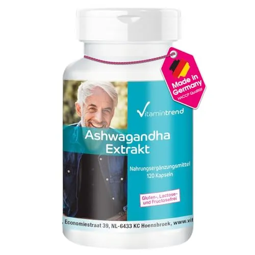 Ashwagandha Kapseln Extrakt 1000mg - 120 hochdosierte Kapseln – Vegan | Vitamintrend®