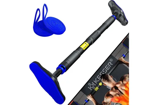 KESSER® Klimmzugstange verstellbar, 300kg Tragfähigkeit, ohne Bohren - Klimmzugstangen mit extrem hoher Belastbarkeit von bis zu 300 kg, ideal für intensives Training. Inklusive Resistenzbänder für vielseitige Übungsmöglichkeiten.