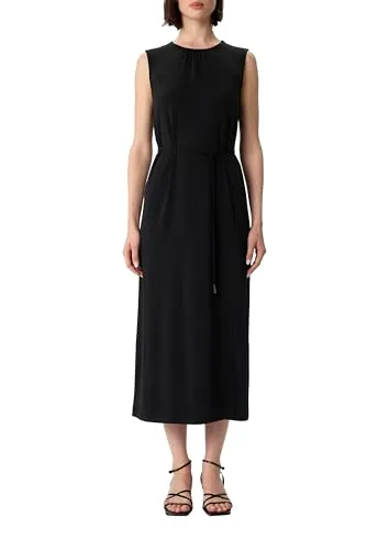 Comma Jerseykleid in Midilänge mit Schlitz und Bindegürtel