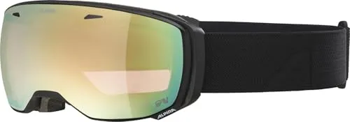 ALPINA ESTETICA QV - Verspiegelte, Selbsttönende & Kontrastverstärkende OTG Skibrille Mit 100% UV-Schutz Für Erwachsene, black matt, One Size