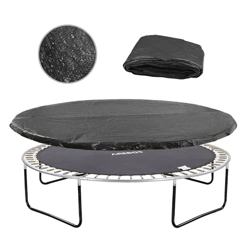Arebos Trampolin Abdeckplane Ø 430 cm Schwarz reißfest & UV-beständig Wetterschutzplane Witterungsfest Trampolinschutz Abdeckung Regenabdeckung