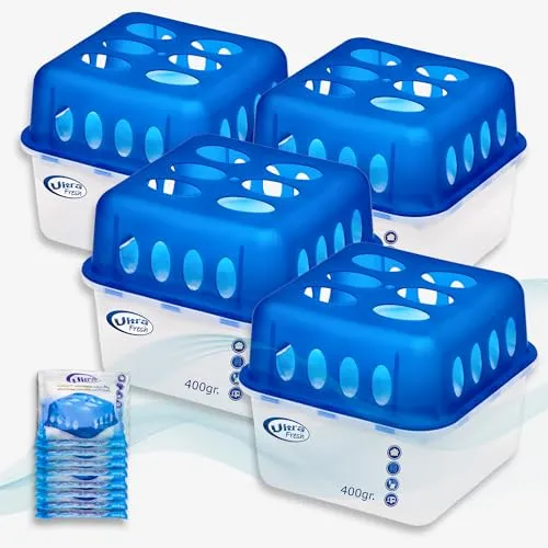 Smart-Planet 4er Set Luftentfeuchter inkl. 8 x400gr Granulat Nachfüllpack langlebig - für Räume mit hoher Luftfeuchtigkeit Raumentfeuchter ohne Strom