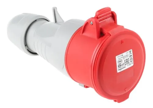 LEGRAND, CEE-Kupplung, 32A rot 5-polig (3P+N+PE), 6h (400V/32A), Schutzart IP44, IK09, 090125