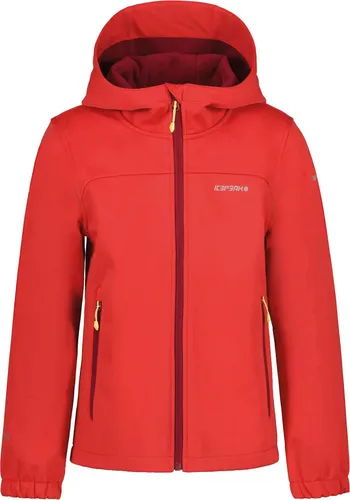 Icepeak Softshelljacke Mädchen Kleve Jr - Rot, Größe 140 - Funktionsjacke für Mädchen, wasserabweisend mit 8.000 mm Wassersäule und atmungsaktiv. Ideal für frische Tage dank weichem Fleece-Futter und feststehender Kapuze.