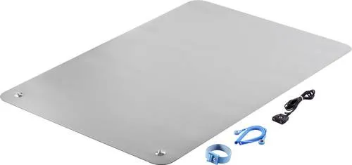 TRU COMPONENTS ESD-Tischmatten-Set Grau 900 x 610 x 2 mm - ESD-Tischmatten-Set mit Erdungskabel und Armband für sicheren Schutz vor elektrostatischer Entladung, ideal für Werkstätten und technische Anwendungen.