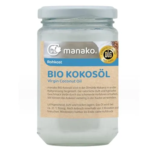manako BIO Kokosöl/ Kokosfett, nativ kaltgepresst, 250 ml Glas