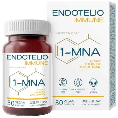 Endotelio 1-MNA Immune, Optimierendes NAD+, Sirtuin-Aktivator, Anti Aging, L-histidine, D3, Zink, Selenium, C, B6, B12 für Frauen und Männer, Immunsystem Unterstützen, Biohacking, 30 Kapseln