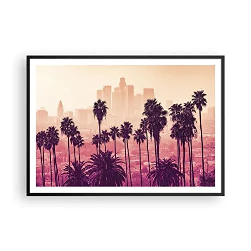 Poster Schwarzrahmen Deko 100x70cm Elche Angeles Palmen Wandposter Art Prints Wanddeko Bild Wand Kunstdruck Wandbilder Dekoration Wohnzimmer Schlafzimmer Küche Modern Wall Art Decor P2BAA100x70-4285