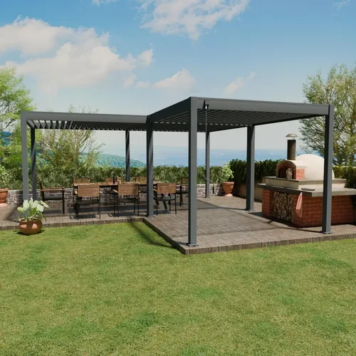 Weide Deluxe & Classic Pergola Aluminium freistehend 6x6 m - Moderne L-Form Aluminium-Pergola mit verstellbarem Lamellendach für optimale Lichtregulierung. Wetterbeständig, stabil und ideal für Terrassen oder Gärten.