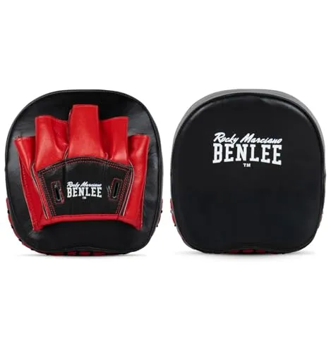 Benlee Handpratzen aus Leder (1 Paar) - Boon PAD Black/Red - Boxpratzen aus hochwertigem Leder mit dämpfender Schaumstofffüllung für optimalen Schutz und Komfort beim Training.