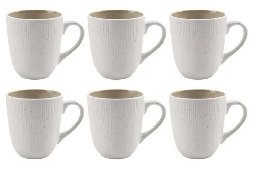 HIT Trading Tasse TIZIANA 6er Set - Elegantes 6er Set Kaffeetassen aus hochwertigem Steingut, spülmaschinen- und mikrowellengeeignet, ideal für täglichen Kaffeegenuss.