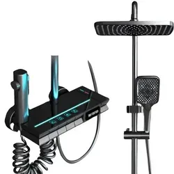 Duscharmatur Duschsystem Regendusche mit Thermostat und LED-Display