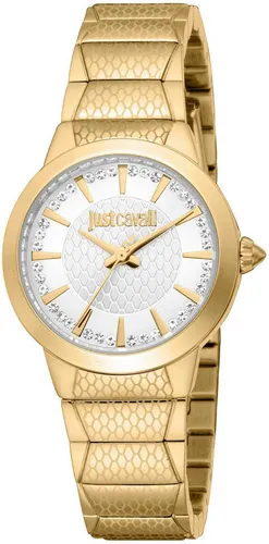 Just Cavalli Uhr JC1L335M0025 für Damen - Armbanduhr in Silbergrau aus Edelstahl mit 50 m Wasserdichtigkeit und elegantem 3-Zeiger-Design - perfekt für modebewusste Frauen.