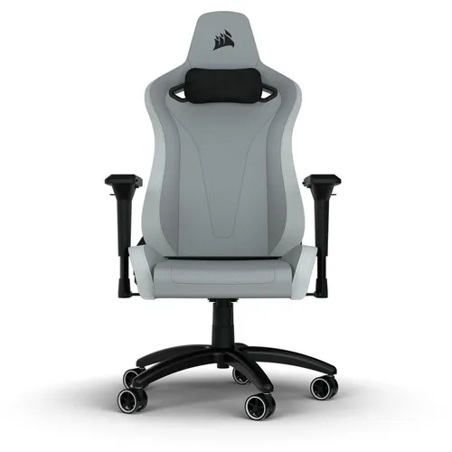 Corsair TC200 Gaming-Stuhl - Grau/Weiß, ergonomisch und atmungsaktiv - Bürostuhl mit integrierter Lendenstütze und 4D-Armlehnen für optimalen Komfort und Anpassungsfähigkeit. Ideal für lange Gaming-Sessions.