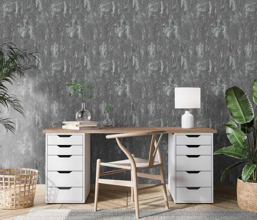 Vliestapete Casual Chic Grau Silber Metallic Putz Optik 10273-10 (3,18€/1qm)