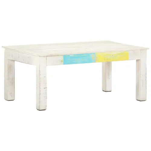tinkaro Couchtisch Weiß 110x60x45 cm Massivholz Mango