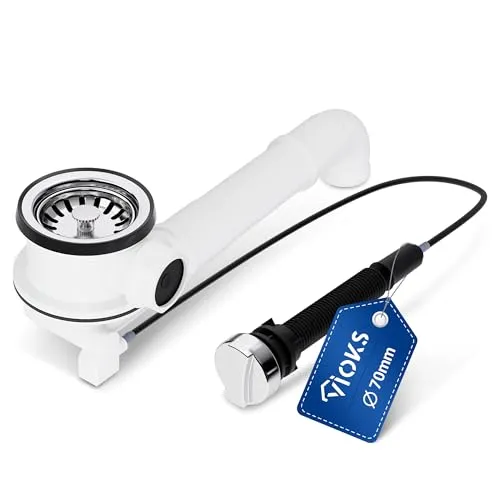 Siebkorbventil Ablaufgarnitur Ø 70 mm mit Bowdenzug Drehbetätigung