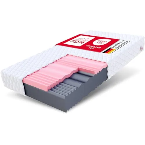 FDM Select Matratze 100x200 cm - Kaltschaum mit Visco-Schaum - Matratze mit 7-Zonen-Konstruktion für optimale Druckentlastung, Allergikergeeignet, waschbarer Bezug und individuell wählbare Härtegrade H3 und H4.