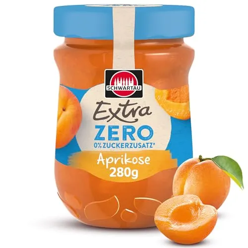 Schwartau Extra Zero Aprikose - Zuckerfreie Konfitüre - Brotaufstrich ohne Zuckerzusatz, nur 13 kcal pro 25g! Genieße den fruchtigen Geschmack der Aprikose, ideal für einen unbeschwerten Start in den Tag.