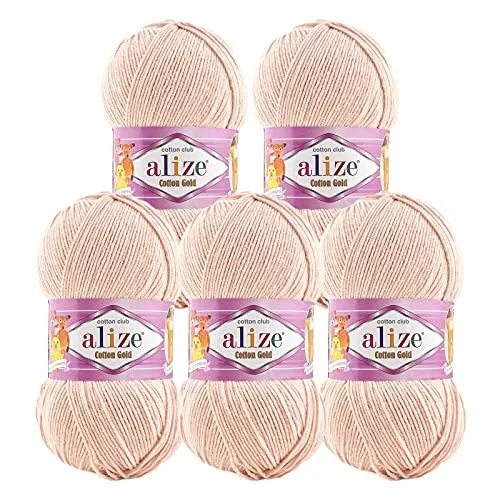 100g Strickgarn Alize Cotton Gold Uni Klassikgarn Häkelgarn Strick-Wolle Farbwahl 5 x