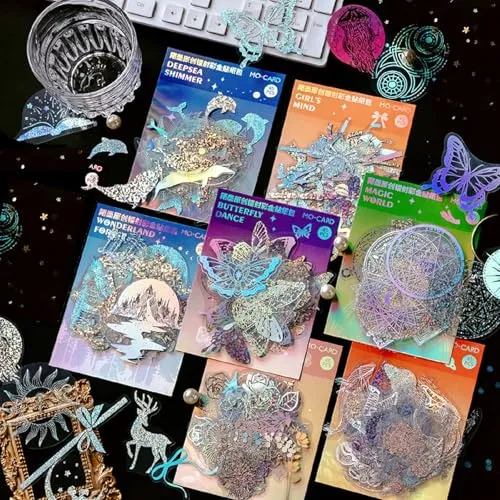 Scrapbook Sticker Set 315 Stücke Speziell geformte große Blume Scrapbooking Aufkleber, PET Aufkleber für Scrapbooking Zubehör, DIY Fotoalben, Bullet Points, Laptops (Dream)