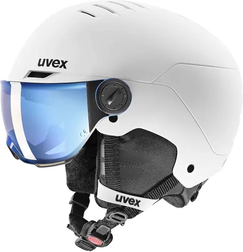 uvex Rocket jr Skihelm für Kinder - 51-55 cm Visor - Ski- & Snowboardhelme, robuster Schutz mit Visier für optimale Sicht und Sicherheit beim Skifahren