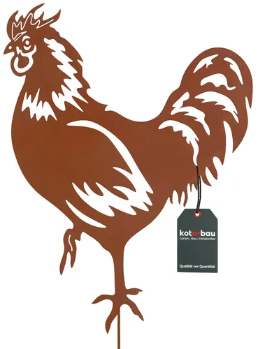 KOTARBAU® Gartendekoration Rostfiguren 65cm Hahn Henne Weihnachtsdeko Garten Eco