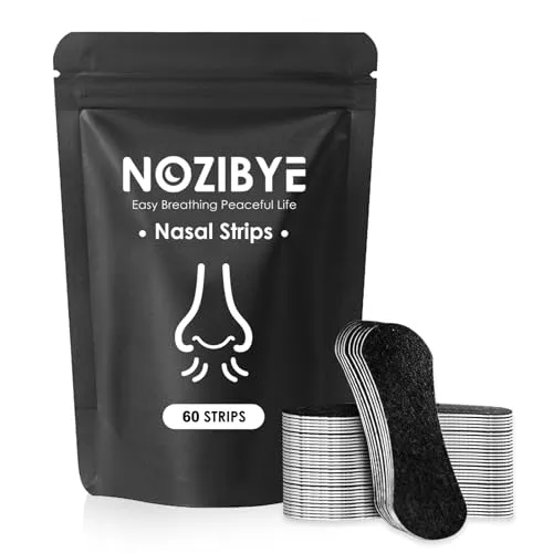 Nozibye Nasenpflaster Schnarchen, Hypoallergene Atmungsaktive Nose Strips, Extra Starker Halt - 60er Pack (Schwarz)