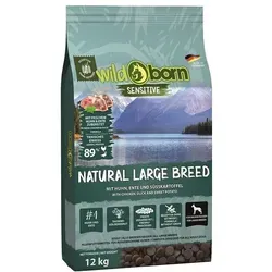 Wildborn Natural Large Breed 12kg - Premium Hundefutter - Hundefutter für große Rassen, 89% frisches Fleisch, mit Gelenkschutzformel aus Glucosamin & Chondroitinsulfat, ohne Getreide und voller natürlicher Zutaten.