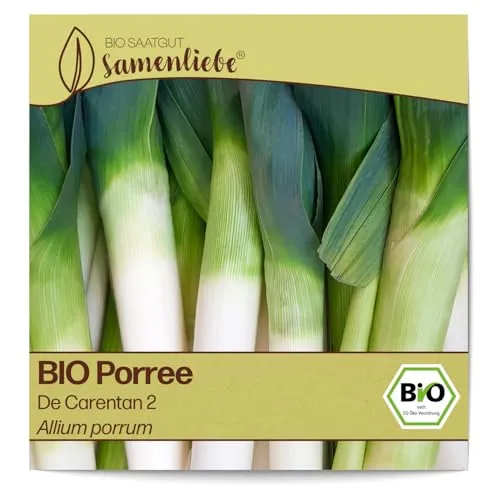 Samenliebe BIO Porree Samen De Carentan 2 samenfestes Gemüse Saatgut 200 Samen für Gewächshaus Freiland und Balkon BIO Gemüsesamen winterhart