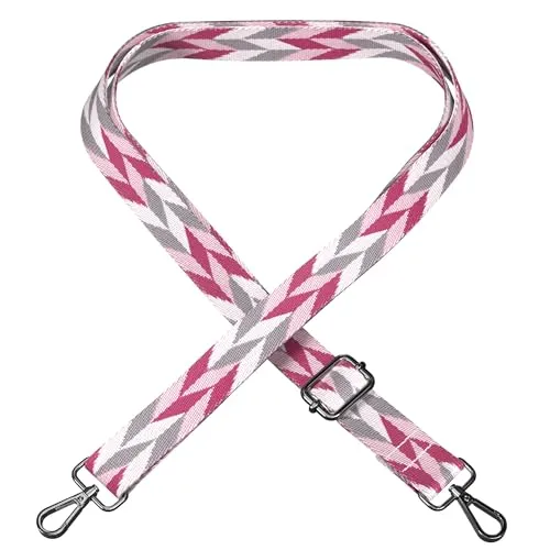 EAZY CASE - Verstellbarer Taschengurt, Ersatz Gurt für Handtaschen, Schulterriemen für Umhängetaschen, dünner Riemen für Taschen und Tragetaschen, DIY Taschenband, Mix - Pink Metall Silber