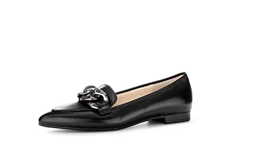 Gabor Damen Slipper - Elegante Mokassins in Schwarz - Hausschuhe aus hochwertigem Glattleder, mit bequemer Blockabsatzhöhe von 2 cm – ideal für stilvolle und entspannte Tage.