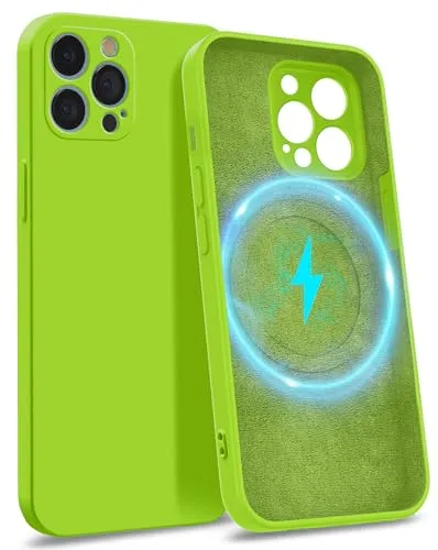 MyGadget Hülle für Apple iPhone 13 Pro Max [ kompatibel mit MagSafe | 4-Layer-Struktur Schutzhülle ] - Handyhülle mit Kameraschutz - Cover mit Innenfutter - Neon Grün
