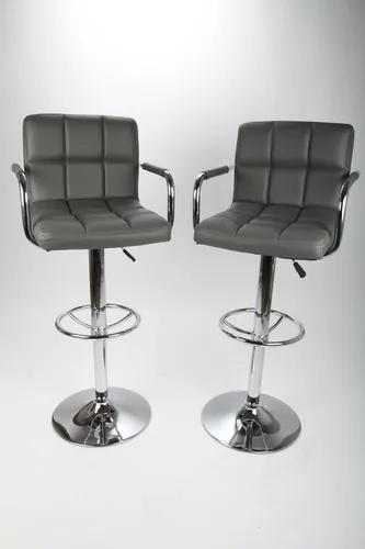 Barhocker Barstuhl Designstuhl Barsessel 2 Stück grau chrom point-home