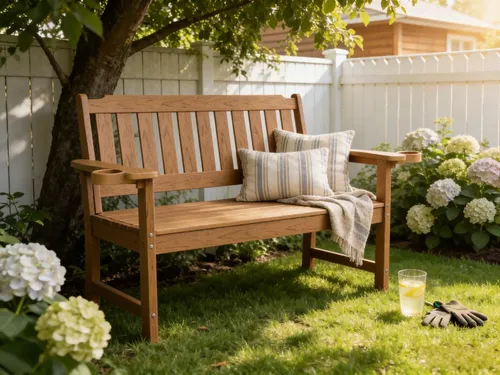 NJLyuhome Allwetter-Gartenbank mit Getränkehaltern – Wetterfest und Pflegeleicht für Terrasse und Balkon - Entspannen Sie stilvoll mit unserer wetterfesten Gartenbank aus robustem HIPS. Integrierte Getränkehalter und ergonomisches Design sorgen für hohen Komfort und einfache Pflege – ideal für jede Terrasse oder jeden Garten.
