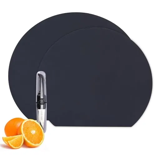 2X Flexibles TPU Schneidebret Set mit 2 Größen (M/L),Schneidebrett Antibakteriell, Schneideunterlage Küche BPA-frei,Rutschfest,Spülmaschinenfest,Kratzfeste Flexible Schneidebretter (Schwarz)