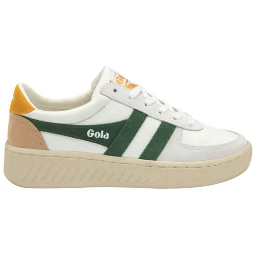 Gola Sneaker Grandslam Trident Damen - Weiß/Grün/Gelb, Größe 40 (US 9) - Sneaker aus 85% recyceltem PU und Wildleder, trendy und nachhaltig, ideal für einen frischen Streetstyle-Look.