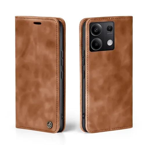 Handy Hülle für Xiaomi Redmi Note 13 Pro 5G Klapp Magnet Smartphone Cover Braun