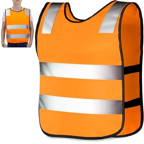 AVANA Kinder Warnweste (3-12 Jahre) reflektierende Sicherheitsweste hohe Sichtbarkeit Weste Reflektorweste - Orange