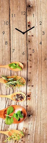 Levandeo® Wanduhr aus Glas mit Kräuter-Gewürze-Design in weiß von Levandeo