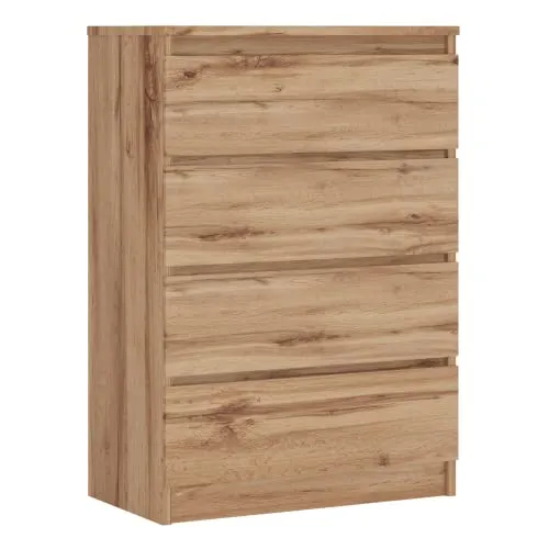 3E 3xE living.com Komodenschrank mit 4 Schubladen, Farbe: Wotan Eiche, A: 70 x 101 x 39 cm