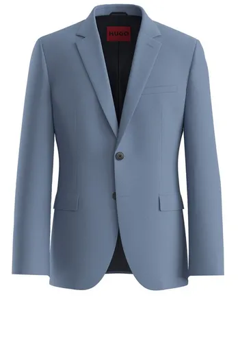 HUGO Slim-Fit Anzugsakko aus Woll-Mix in Blau - Elegantes Slim-Fit Sakko aus hochwertigem Woll-Mix für den Business-Einsatz. Ideal für einen professionellen Look, bietet es eine besonders schmale Passform und einen klassischen Reverskragen.