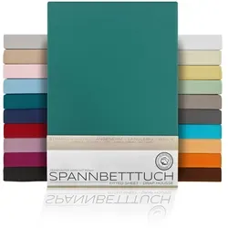 Beautex Spannbettlaken Spannbetttuch Bettlaken aus gekämmter Baumwolle Premium Jersey 160g/m2, Jersey, Gummizug: rundum, (1 Stück) grün 140 cm x 200 cm