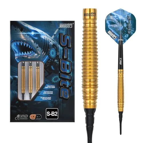 ONE80 Sbite-S VHD 90% Tungsten Softdart Set – Präzise Softtip Darts mit VHD Grip für E-Dart Automaten, Profi Qualität mit starkem Preis-Leistungs-Verhältnis (Sbite-S B2, 20 Gramm)
