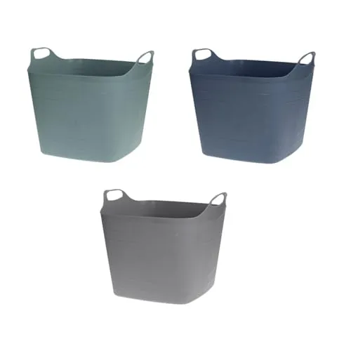 HAC24 Allzweckkorb 3x Aufbewahrungskorb Flexi Korb - Vielseitige 25L Aufbewahrungskörbe im 3er Set, ideal für Wäsche, Spielzeug oder Gartenabfälle. Leicht, robust und mit zwei Griffen für einfaches Tragen. Pflegeleicht und UV-geschützt für lange Haltbarkeit.