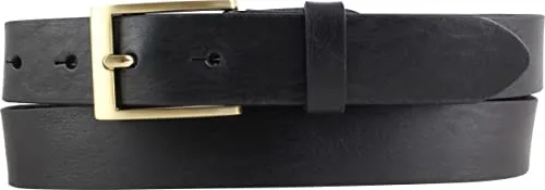 BELTINGER Herren-Gürtel aus Vollrindleder mit goldenern Gürtelschnalle 3 cm | Anzug-Gürtel für Herren 30mm | Chino-Gürtel mit Schnalle gold | Schwarz 110cm