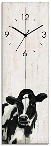 ARTLAND Lautlose Wanduhr aus Glas – 20x60 cm Rechteckig in Holzoptik - Wohnaccessoires – Diese geräuschlose Quarzuhr ist ideal für Schlafzimmer und Wohnräume. Hergestellt in Deutschland, bietet sie ein modernes Design ohne Ticken und eine freischwebende Optik.